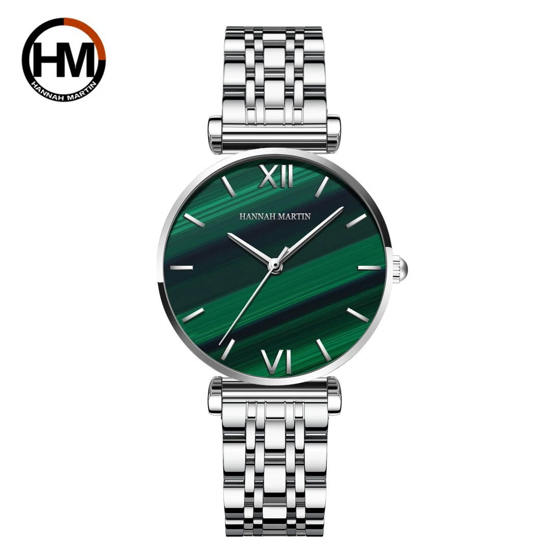 Hannah Martin HM1521 Elegant Silver Lady Quartz Watch Original Stainless Steel Waterproof Concise Leisure Luxury Fashion PC