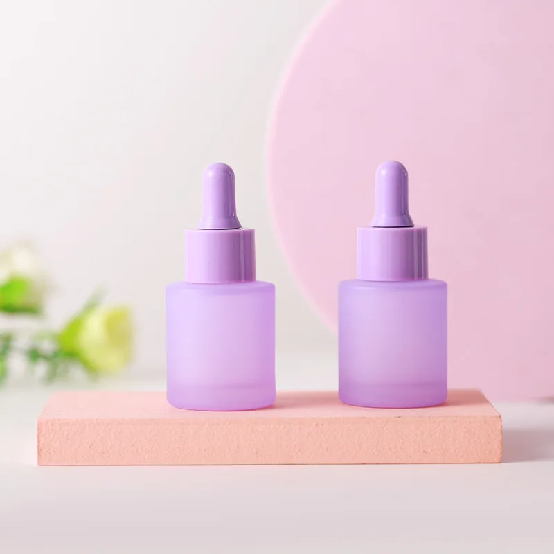 Round shape 20ml Luxury Hair Oil Pink purple yellow black Glass Dropper Bottle