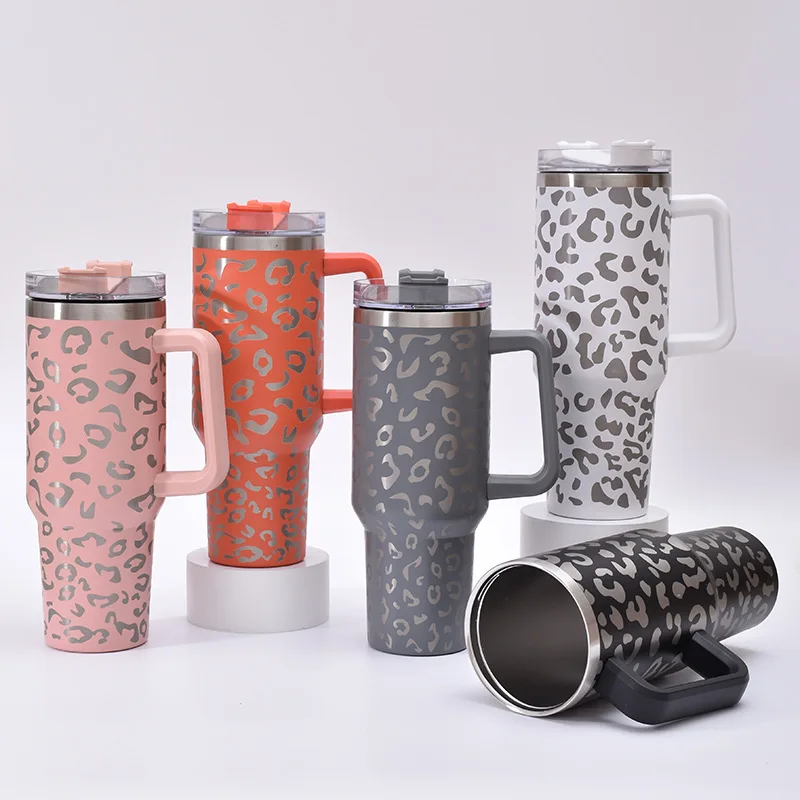 Ailingalaxy 40 oz tumbler with handle travel stainless steel vacuum cup personalized with straw