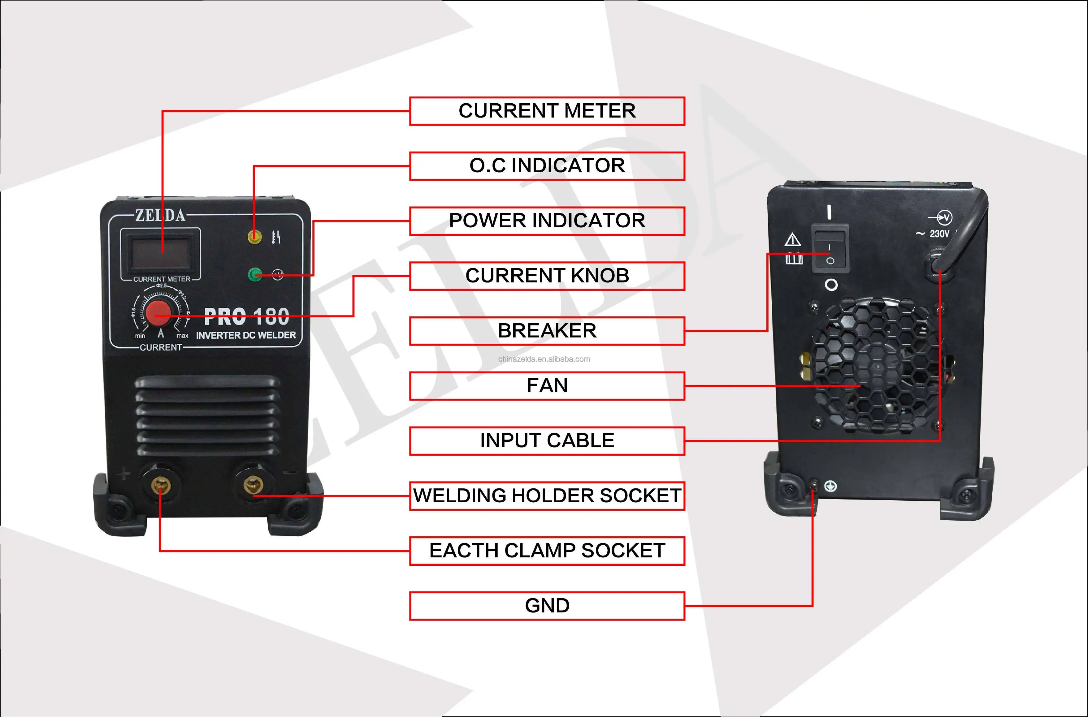 Professional 220V Stick Welders 180Amp Soldadora Inverter Arc Welding Machine Portable