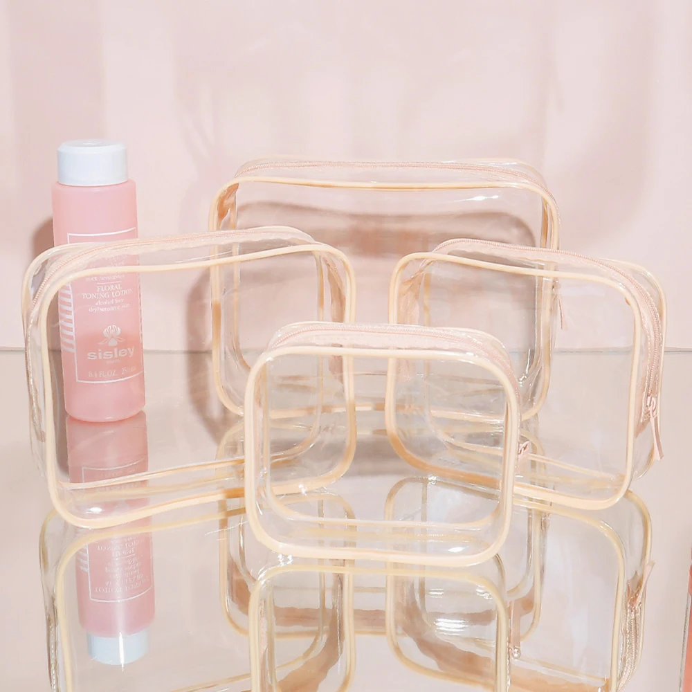 Transparent Custom Promotional Gift Women Zipper Bag OEM Makeup Pouches PVC Clear Pouch Toilet Bag