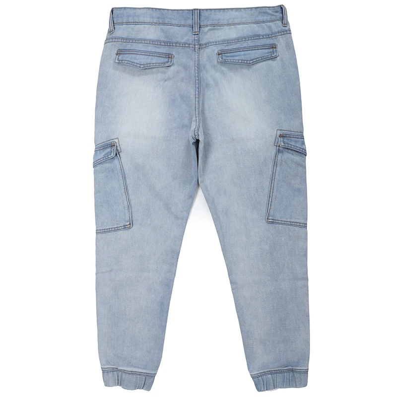 
guangxi yulin wholesale price cargo jeans light blue overalls pants stretch bleached slim fit softener men jeans 