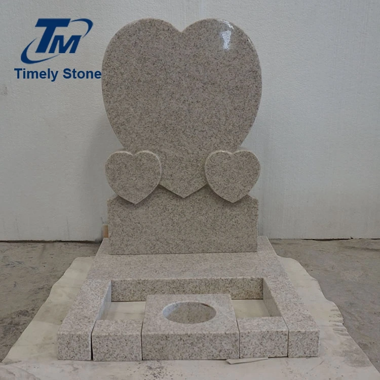 
High Quality Double Angel Double Heart Headstone Monuments With Rose Carving 
