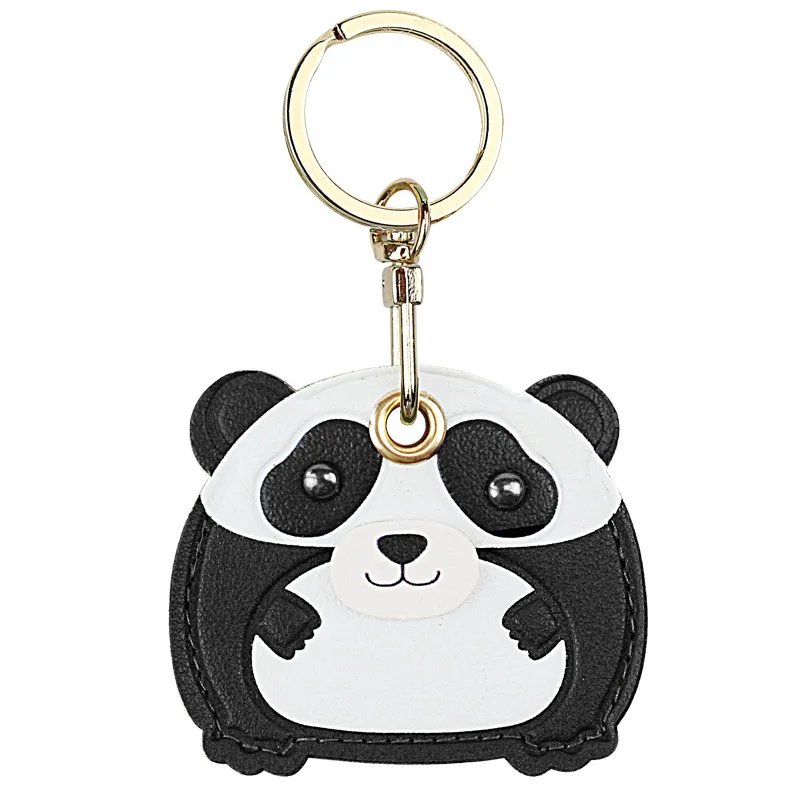 Factory custom cute cartoon shape PU material panda keychain induction access card bus card wallet card cover