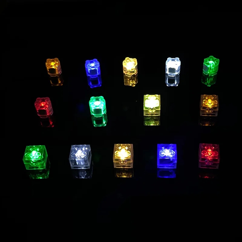Color LED double flash Building block brick Compatible with legos Creative block particle 2*2 dots round brick