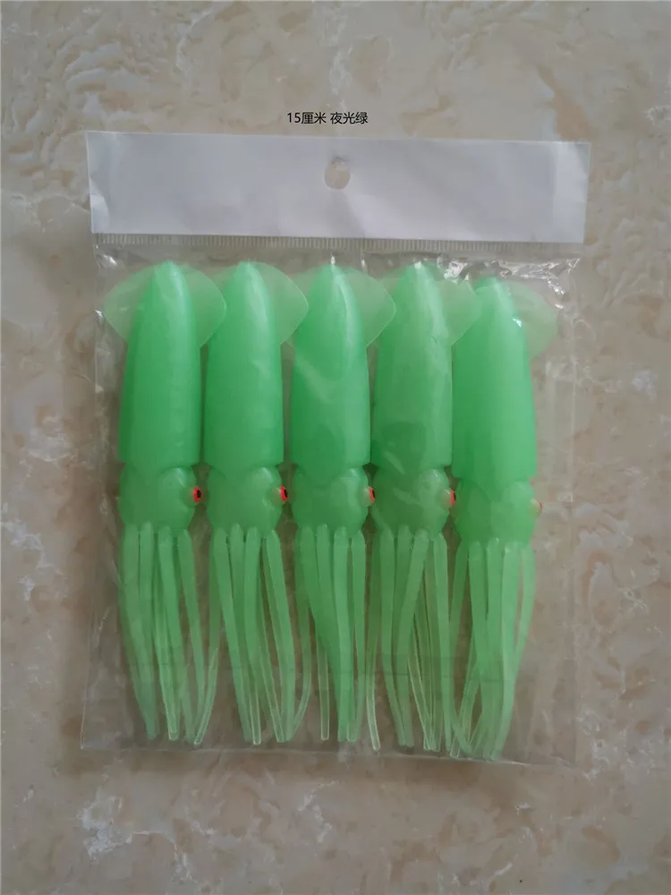 15cm luminous green soft squid lues