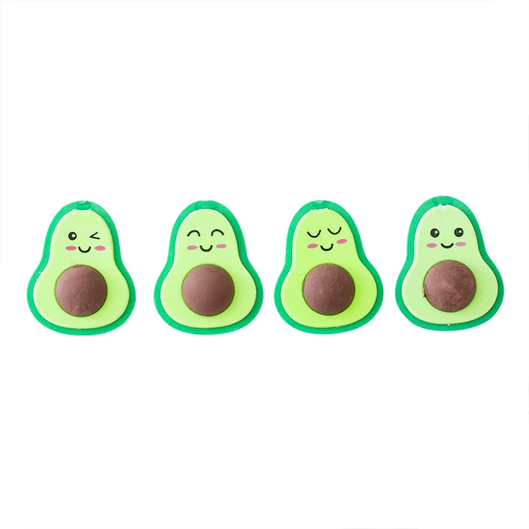 2021 New products avocado shaped custom rubber cute 3D cartoon pencil eraser for children