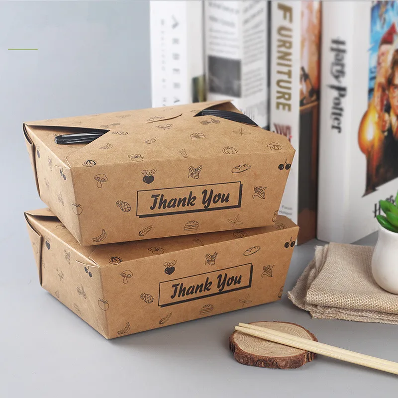 Fried Chicken Pasta Snack Food Containers Bbq Picnic Kitchen Accessories Takeaway Packaging Box Kraft Paper Disposable Accept