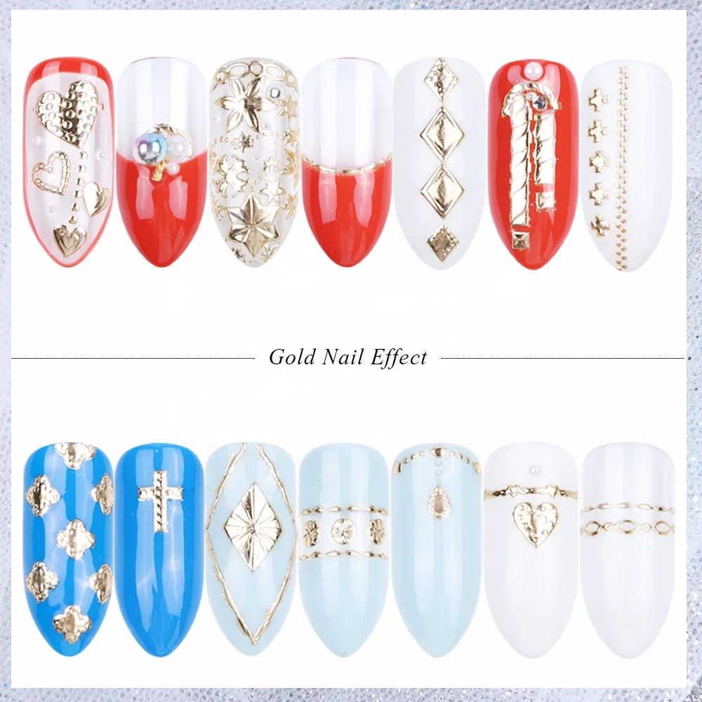 Paso Sico Nail Beauty Trend Manicure Irregular Multi Shapes Pattern Gold Adhesive Foils Nail Sticker Decals for 3D DIY Salon DIY