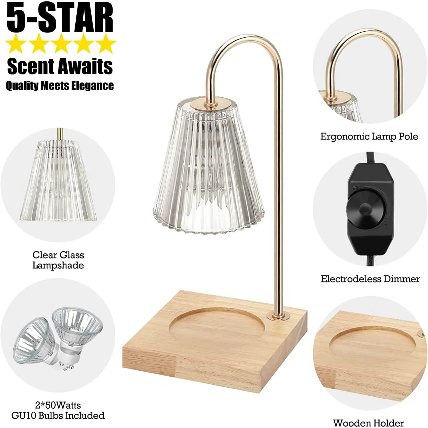 Dimmable Candle Warmer Lamp Electric Candle Lantern Melting Lamps for Scented Jar Candle