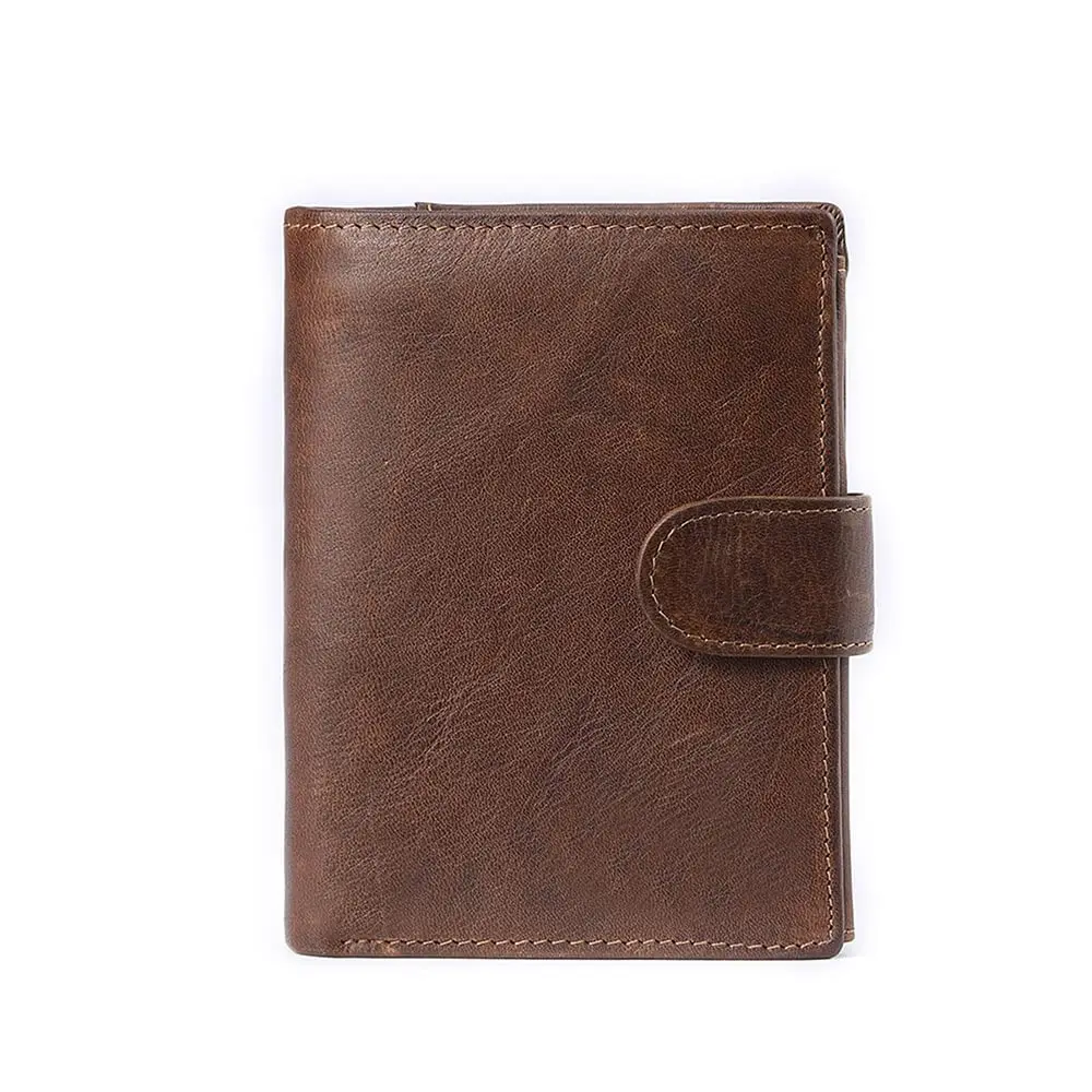 Retro Leather Case Case Mans Bifold Zipper Wallet With Coin Pocket RFID Blocking Custom Crazy Horse Leather Wallet