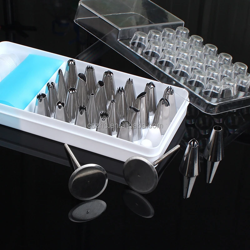 28-Piece Cake Decorating Tools Supplies Kit 24 Numbered  Piping Icing Tips 1 Pastry Bag 1 Flower Nail 1 Coupler for Baking