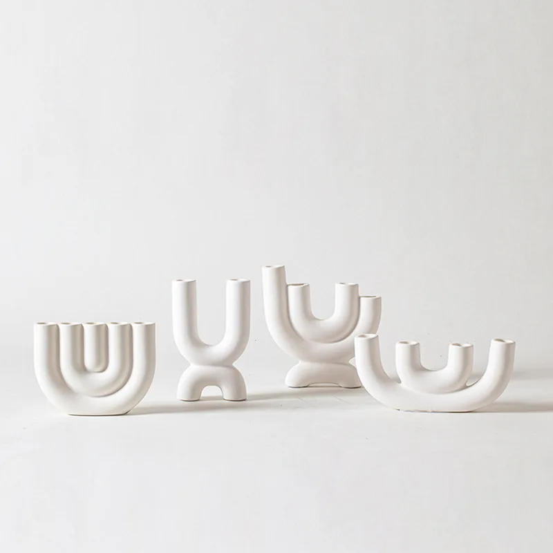 Hot Sale Modern Style  ceramic candle holder handmade taper candle holder ceramic candlestick for wedding home table decoration