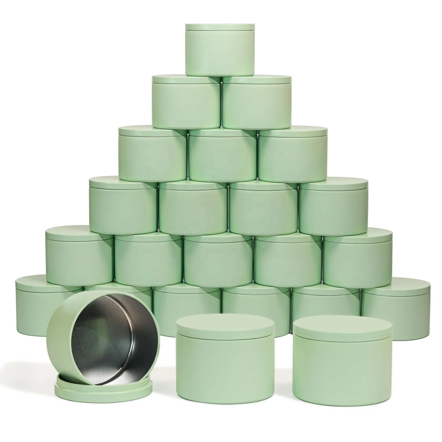 Bulk Green Color Empty Round Crafts Gift Storage Containers 8 Ounce Tin Cans for Candles