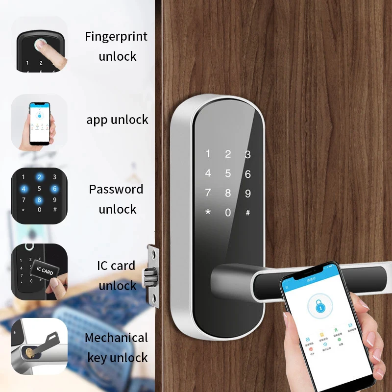 Good Quality Tuya TT Lock Mobile APP Wifi Smart Card Door Lock Remote Control Digital Fingerprint Door Hotel Lock