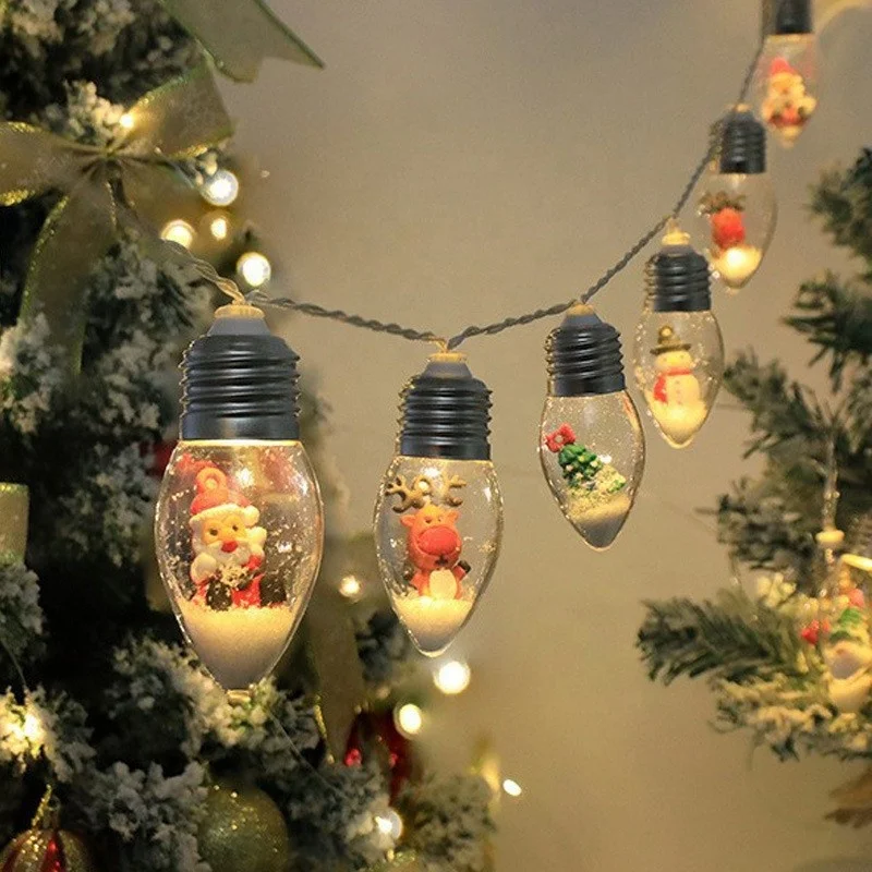 Hot Christmas Decorations LED String Lights Santa Claus Snowman Christmas Tree Christmas Gift Box Decorative Lights