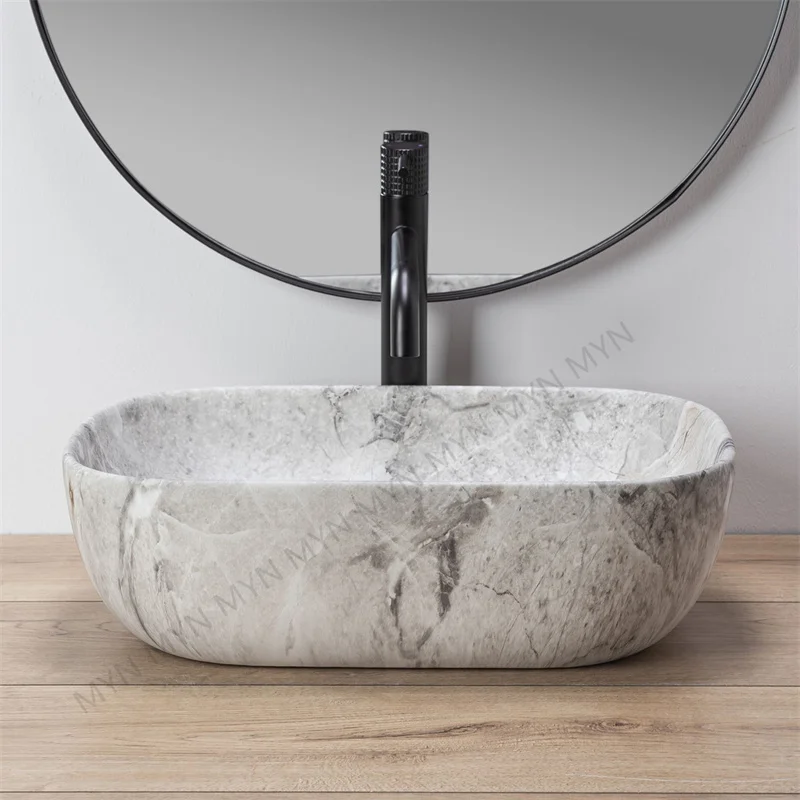 Hot Sales Above Counter Sink Sanitary Ware Ceramic Handmade Marble Wash Basin