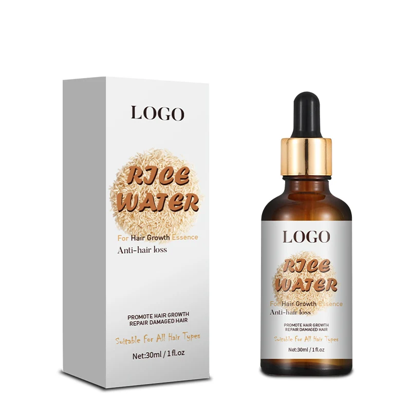 Ферментированная Органическая рисовая вода с логотипом на заказ, сыворотка для быстрого роста волос, масло для роста волос