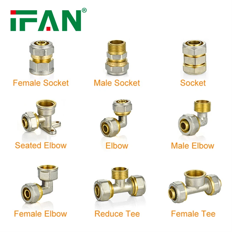 IFAN Forged PEX Fittings Brass Coupling Adapter Elbow Tee Plumbing Pex Water Pipe Brass Fitting Compression Fittings Brass
