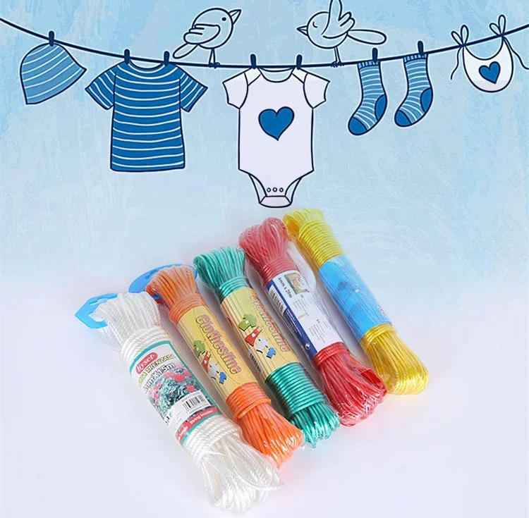 China Colored PVC Steel Wire Fiber Hanging Clothesline Cl With 3 Strand Poly/PP Core Bundling Life Decoration Washing Line
