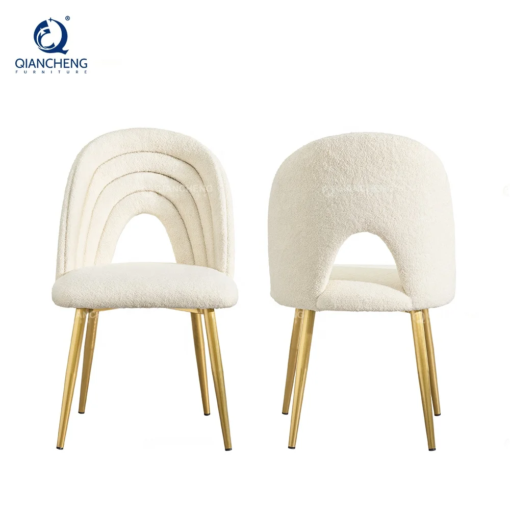 white nordic lamb plush cashmere dining chair fabric manufacture in china foshan furniture supplier gold banquet wedding chair