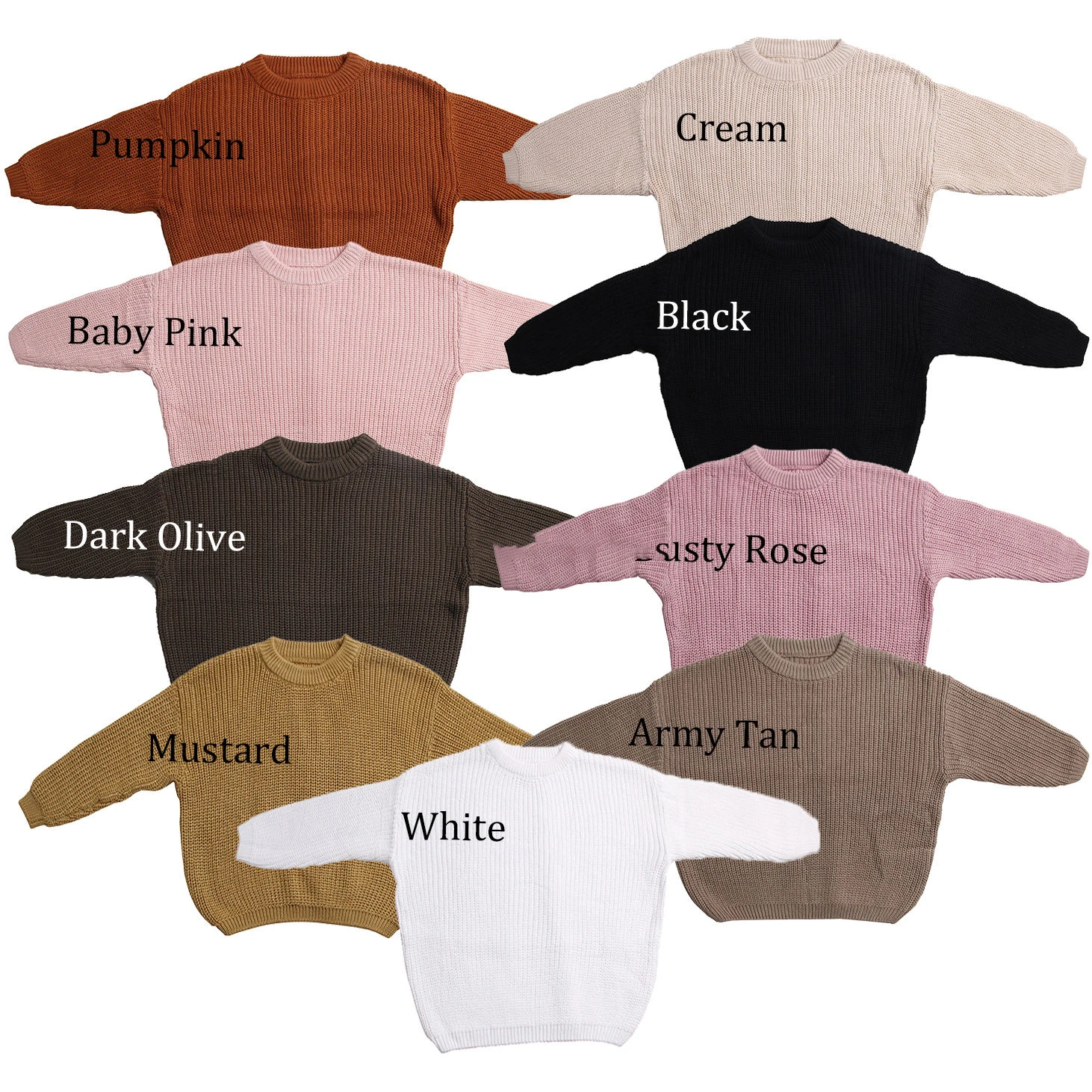 2024 Autumn Solid Color Knitting Warm Sweater for Girl Boutique Loose Style Comfortable Sweater