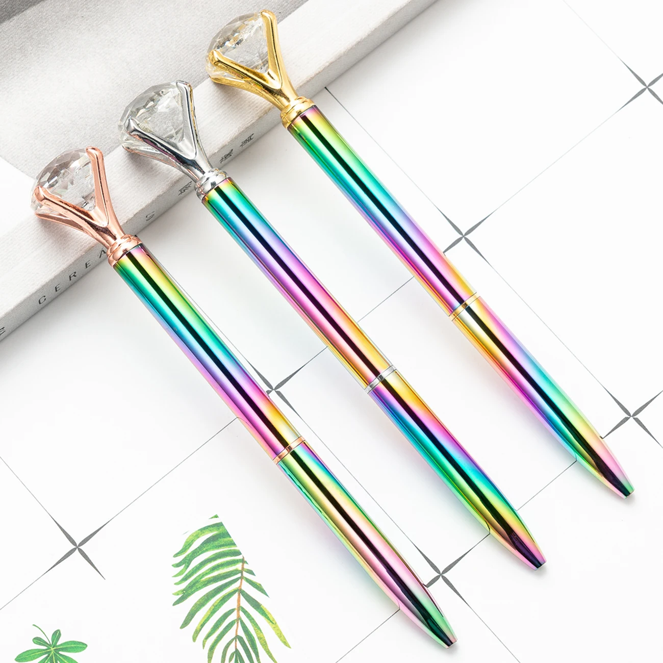 Promotional Big Diamond Crystal Ball Pen Rainbow Crystal Diamond Ballpoint Pen With Customized Logo