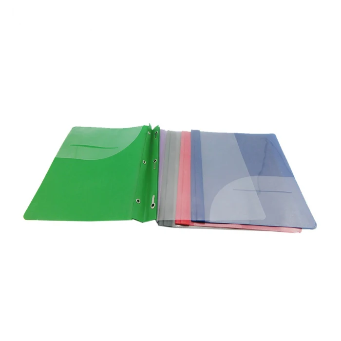 Customized design a4 plastic portfolio poly folder PP 3 prongs pocket folder with 2 pocket