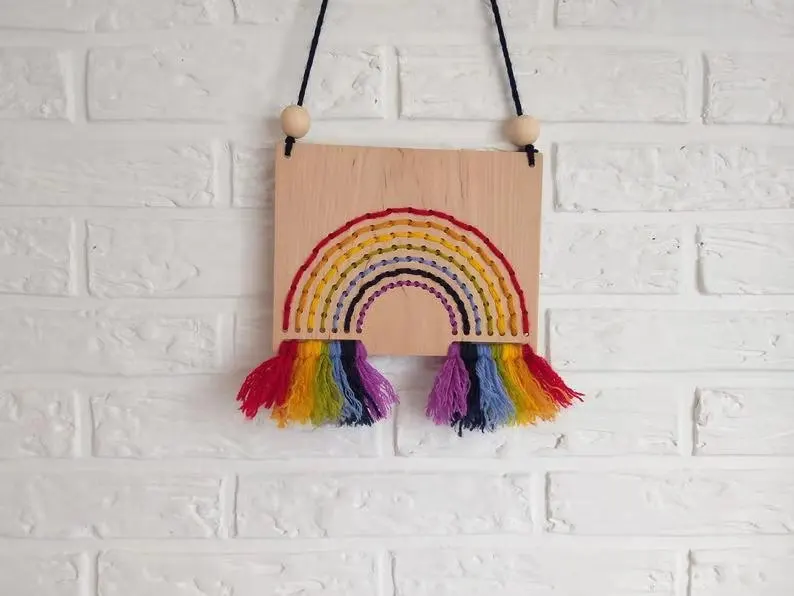  DIY Монтессори обучения вышивка легкие стичи искусство и ремесло деревянная Радуга шнуровка доска швейные наборы для