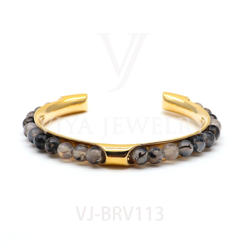 
Hottest Tiger Eye Stone Bracelet Lava Men Bead Stone Bracelets With Stainless Steel 