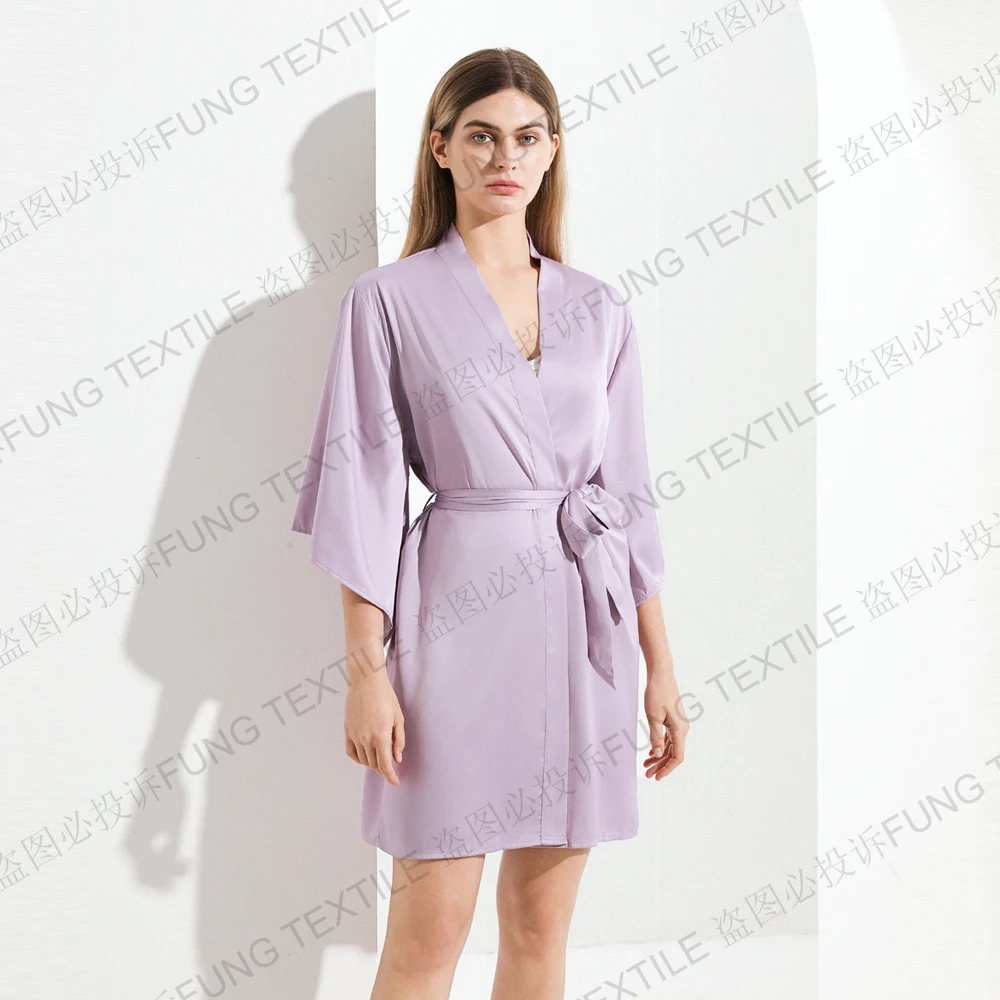 FUNG 6055, оптовая продажа, роскошный мягкий однотонный халат, женский Шелковый Атласный халат, свадебное вечернее платье, утренняя одежда для сна
