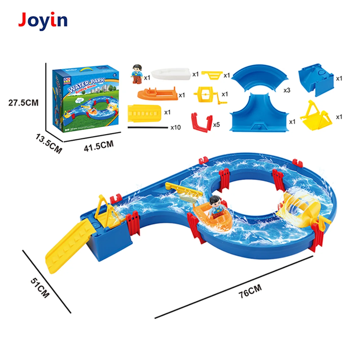 Aqua Water Play set Waterway Toy for Kids Starter Set Water Play Tables for Children with Boat 27 PCS