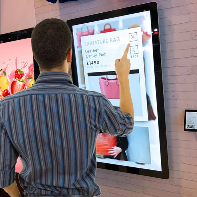 HUSHIDA shopping mall store 21.5 43 inch touch screen kiosk table wall-mounted digital lcd advertising