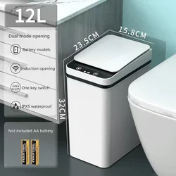12L Smart Sensor Trash Can Home Intelligent Waste Bin Waterproof Automatic USB Charging Touch Rubbish Can
