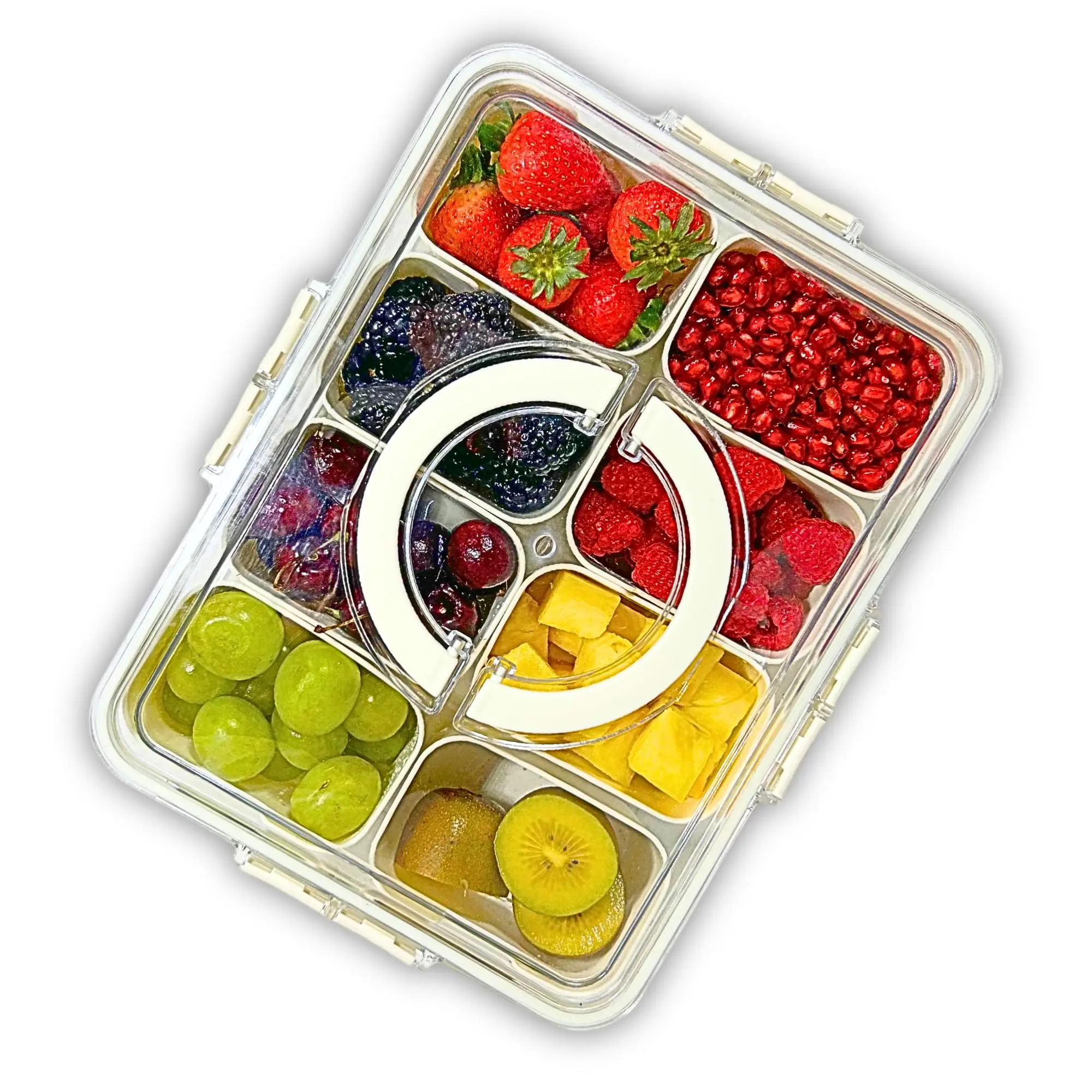 Divided Serving Tray with Lid and Handle,Snack Box Container for Portable Snack Platters for Candy, Fruits, Nuts, Snacks