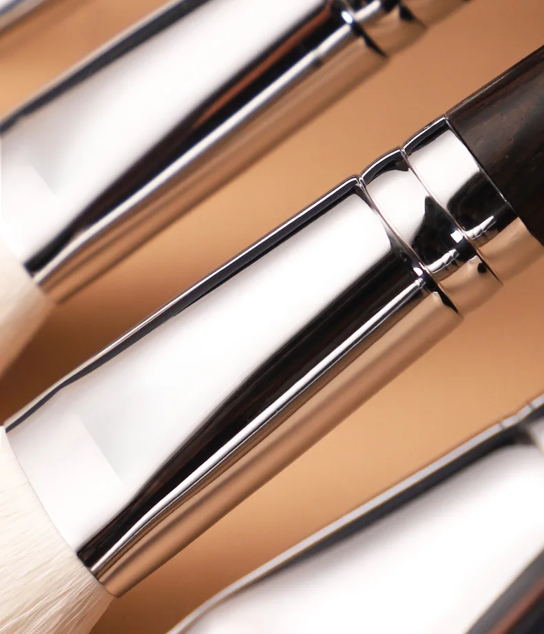 40 Pcs Ebony handle animal goat pony hair horsehair high quality black professional makeup brush set for engrave custom logo