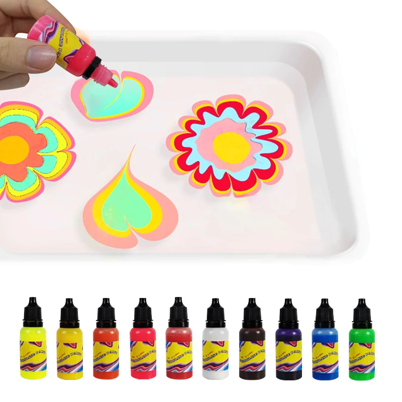 KHY Selective Color Christmas Non-Toxic Magic Painting Drawing Marbl Art Set Draw Marble For Kid Water Marbling Paint Kit