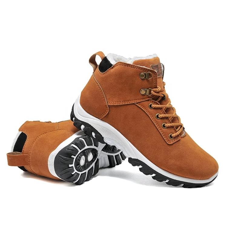 new arrival men winter microfiber suede shoes ankle boots with fur
