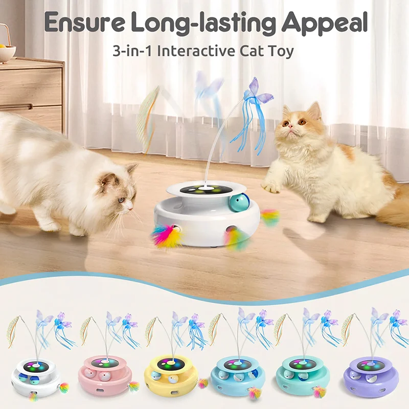 New Factory Price ODM&OEM Smart Butterfly Automatic Pet Teaser Ball Feather Interactive Cat Toys