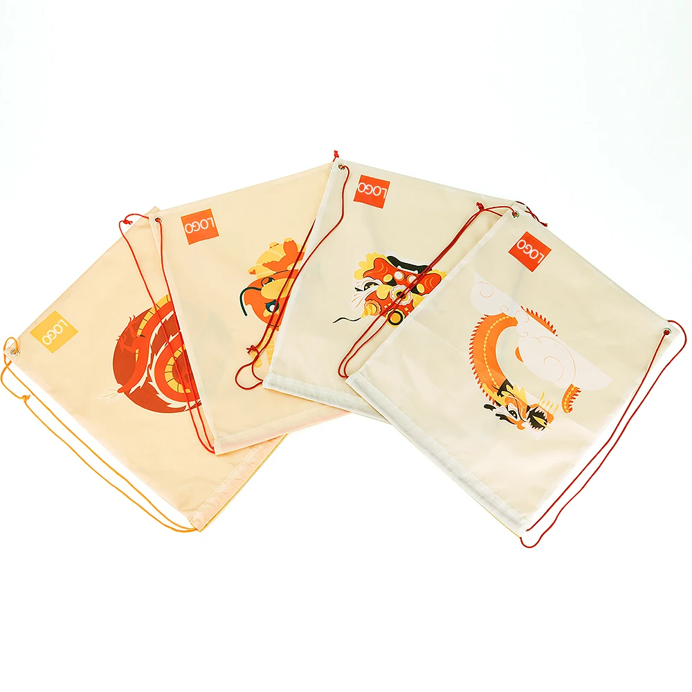 Custom Print Rpet 210D Gym Drawstring Bag Backpack For Outdoor