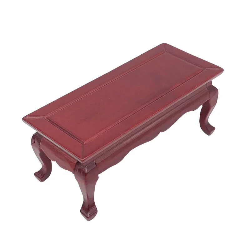 Dollhouse mini furniture tea table model retro solid wood handmade small table mahogany color wooden doll house furniture mini