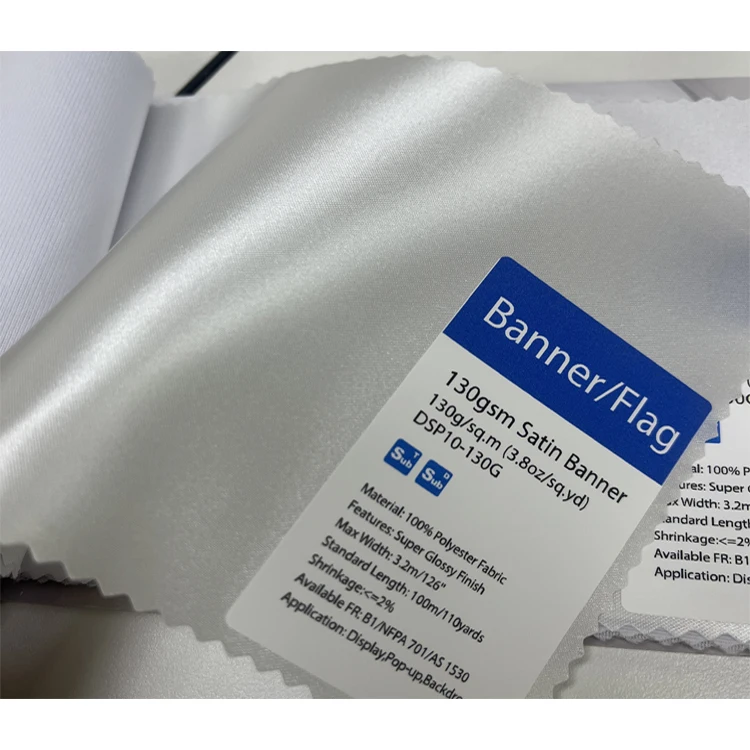 130G 150G Glossy Satan Fabric Dye Sublimation Fabric Printing Mirror Satin Fabric For Flag Banner Display