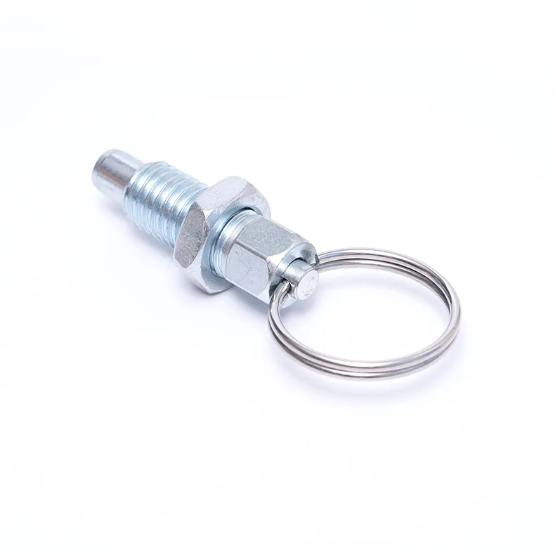 Factory Custom Zinc Plated Steel Thread And Nut Steel Spring Loaded Indexing Plunger Pin with Pull Ring