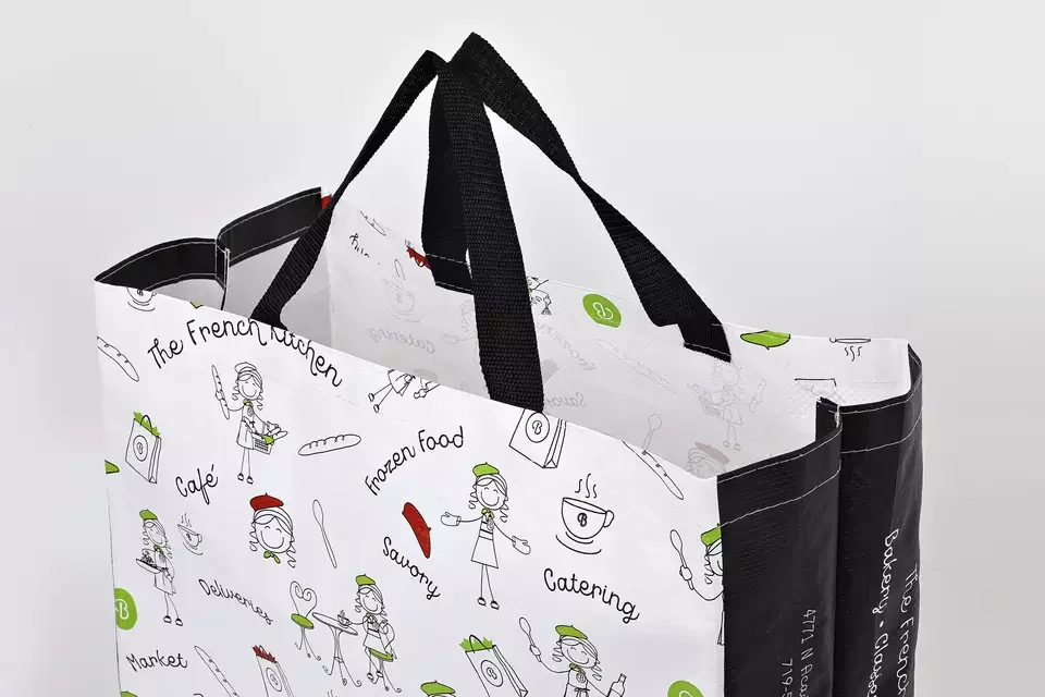 Оптовая продажа, рекламная Экологически чистая ламинированная продукция для супермаркета tnt, многоразовая сумка для покупок из нетканого полипропилена