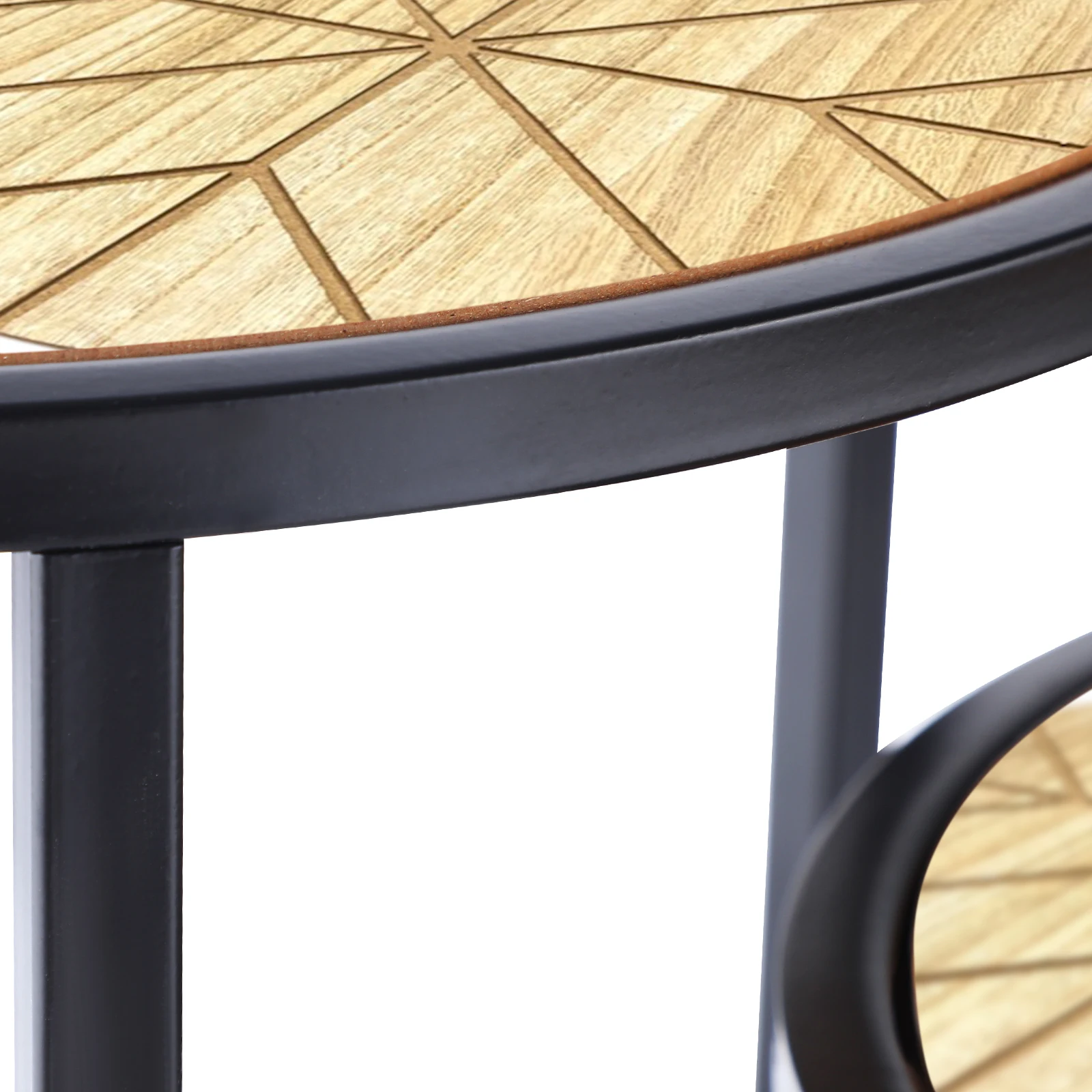 Contemporary Round Nesting Coffee Table Bent Black Gold Metal Side Glass Marble Stone MDF Wood Nest of 3 Table Set Nesting Table