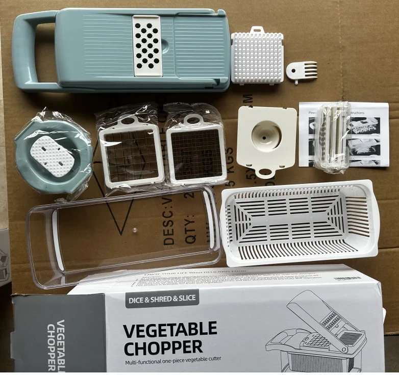 14 in 1 Multifunctional Food Chopper Kitchen Vegetable Slicer Dicer Cutter Veggie Chopper 8 Blades Carrot Chopper With Container