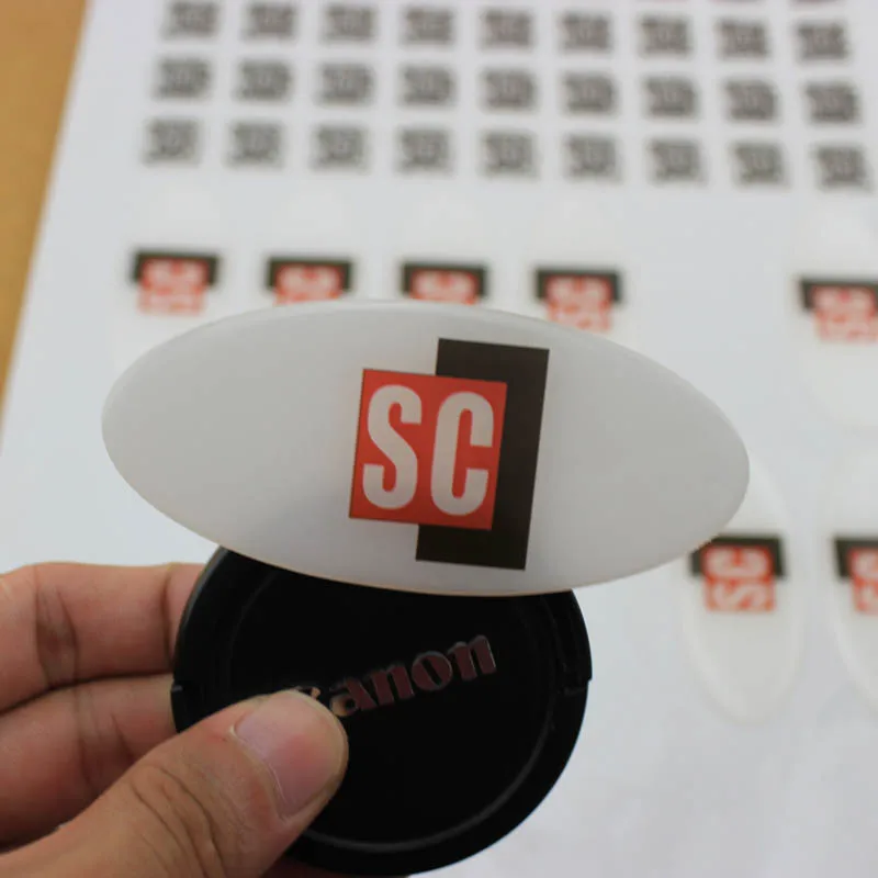 High quality eco-friendly soft crystal clear strong glue oval epoxy sticker with strong adhesive
