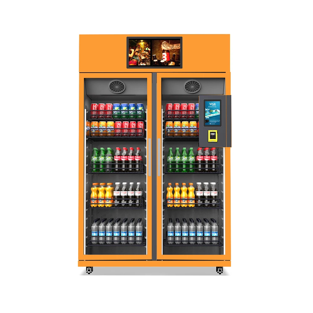 OEM Customized Intelligent Automated Vending Machinest Double Cabinet Smart Automatic Juice Vending Machine with Ai Camera