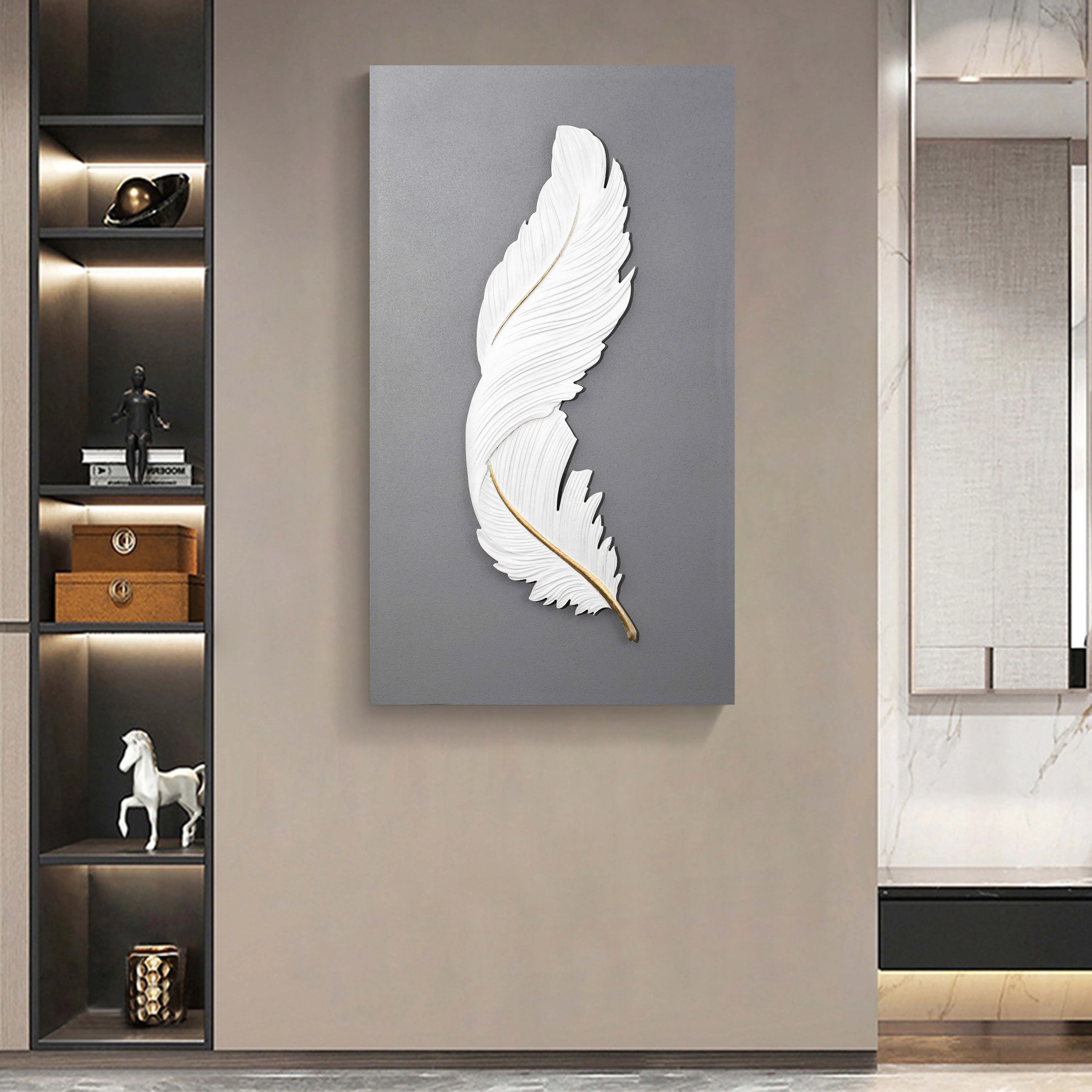Hotel hanging paintings  3d three-dimensional painting wall decor  Wood carving for porch decoration painting