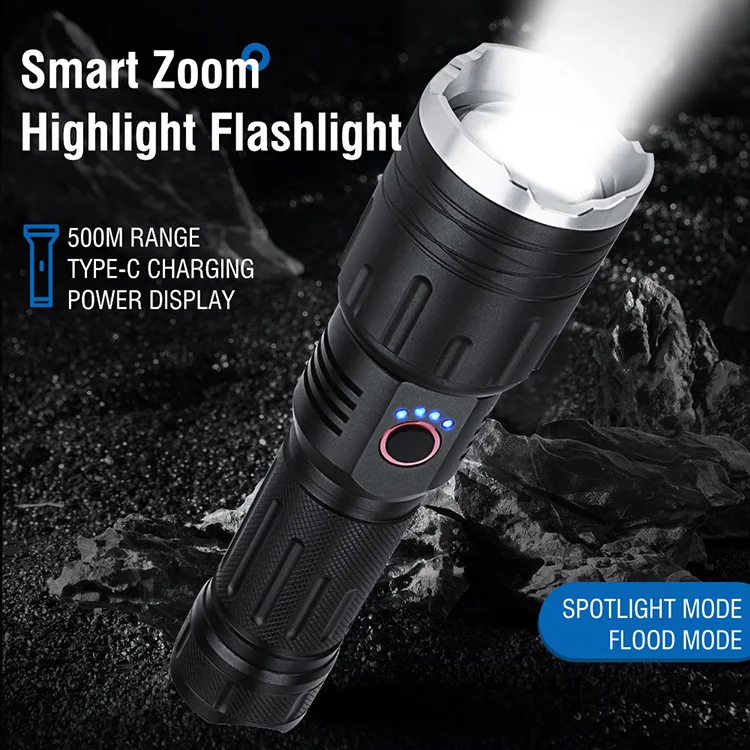 High Power 5000 Lumens Led Flashlight Super Bright Linternas 1000m Long Range Torch Light Ipx6 Waterproof Zoomable Torches